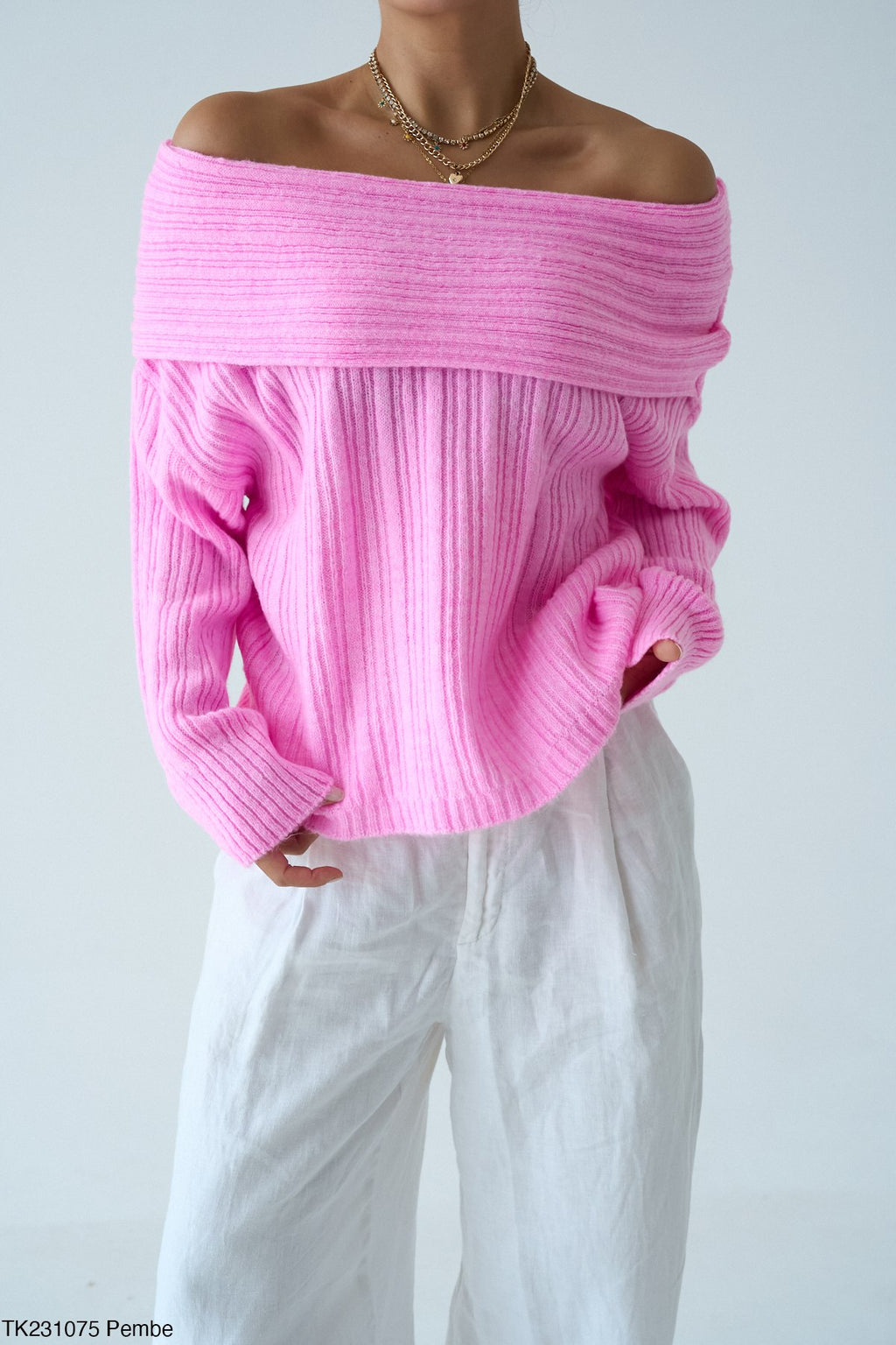 Pull Épaules Dénudées Côtelé