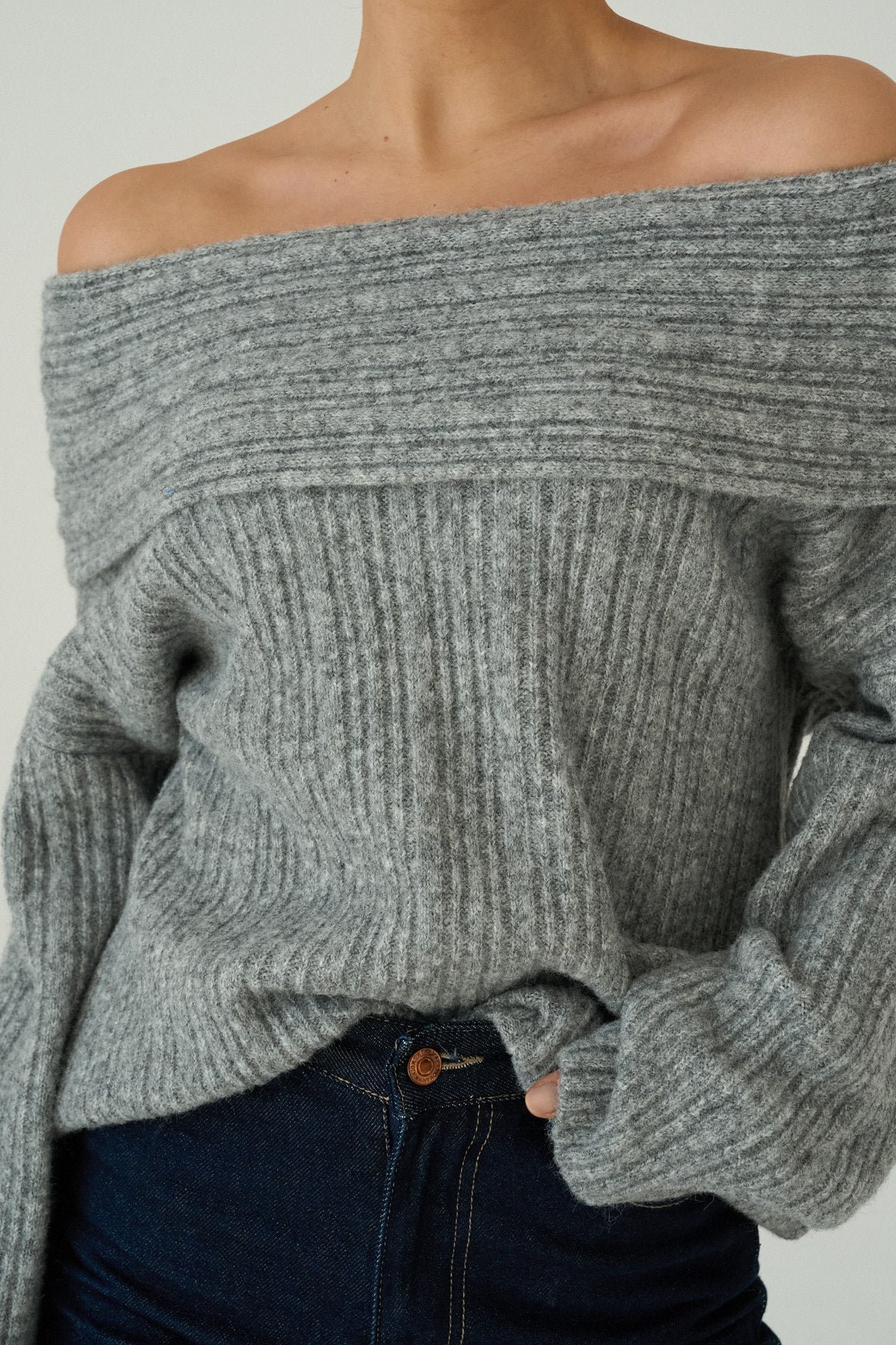 Pull Épaules Dénudées Côtelé