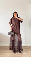 Robe T-Shirt Longue Dentelle Transparente