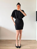 Robe Cape Deux Pièces - Top Volant & Jupe Moulante
