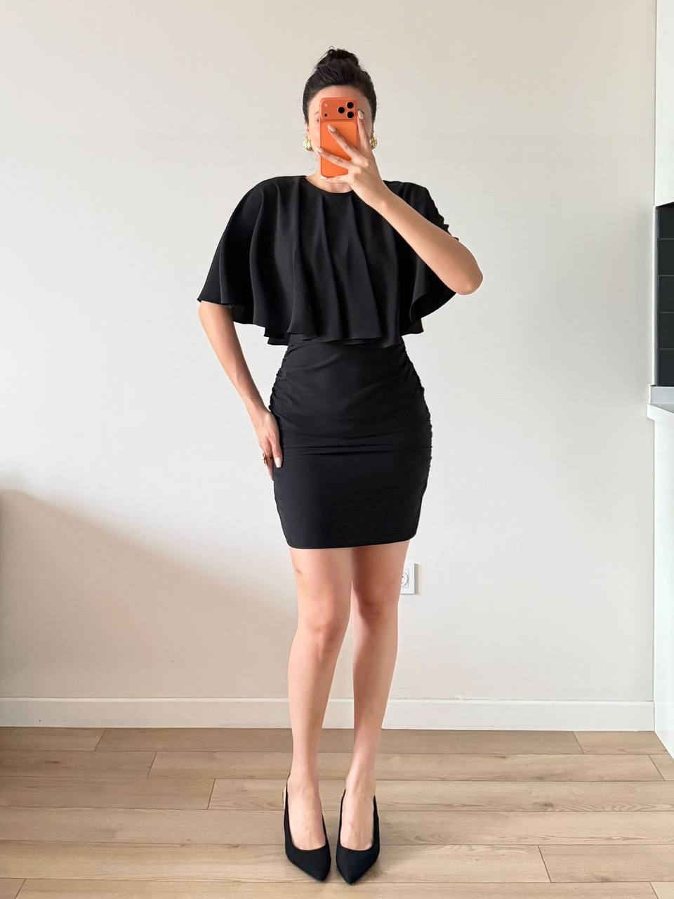 Robe Cape Deux Pièces - Top Volant & Jupe Moulante