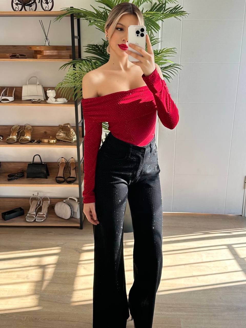 Top à Paillettes Off-Shoulder - Élégance Soirée