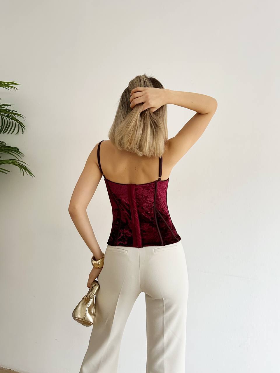 Corset Bustier Velours - Bretelles Fines Élégant
