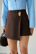 Qiri Jupe-Short Femme Taille Haute Détail Doré - Élégante et Chic