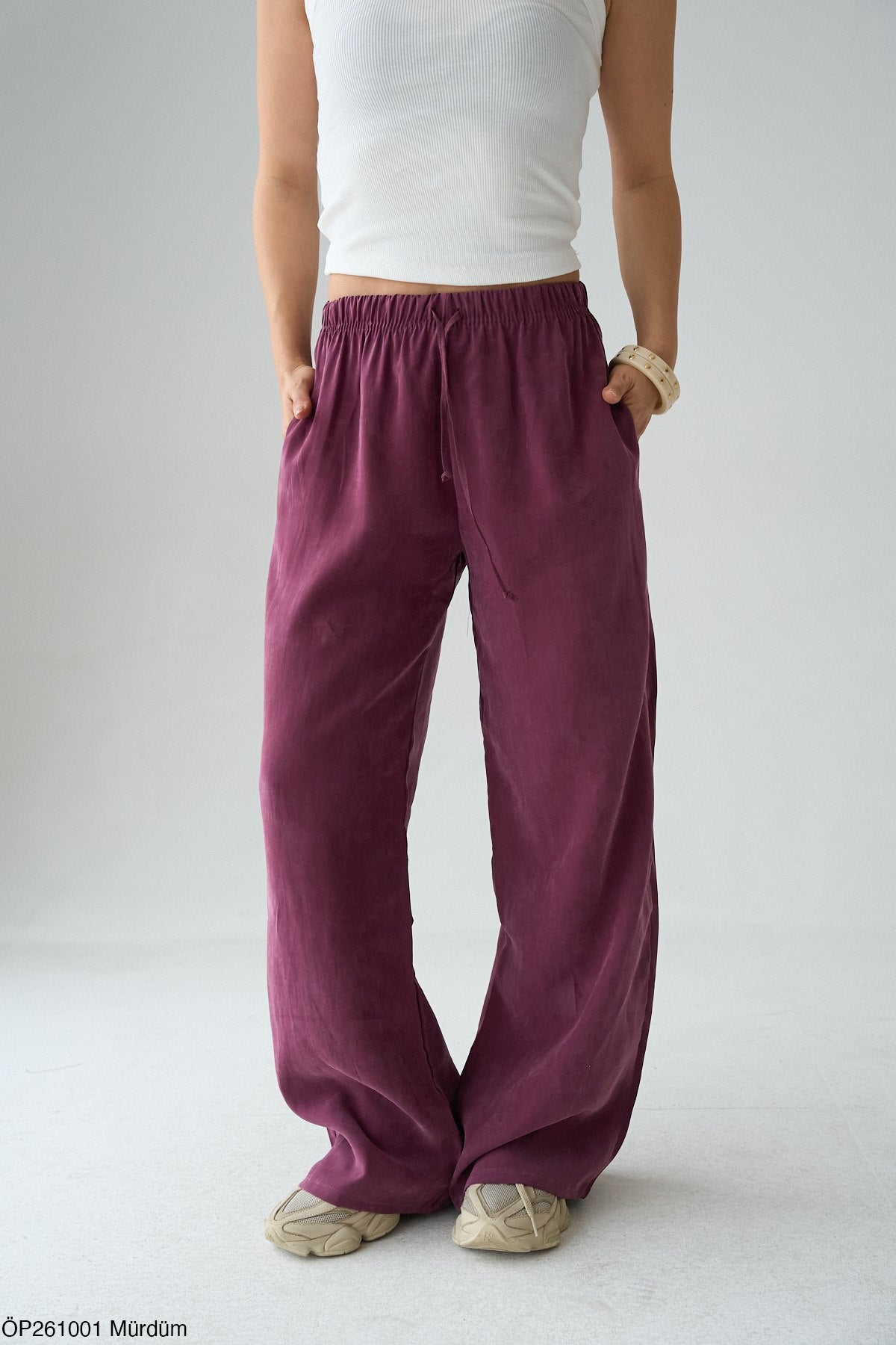 Pantalon Large Femme Fluide Taille Élastique - Confort et Style