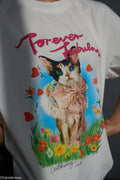 Quiroy T-shirt Blanc 100% Coton Forever Fabulous Chat