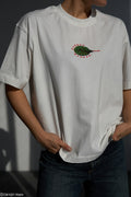 Qero T-shirt Blanc Oversize 100% Coton Crimson Ladder Feuilles Automne