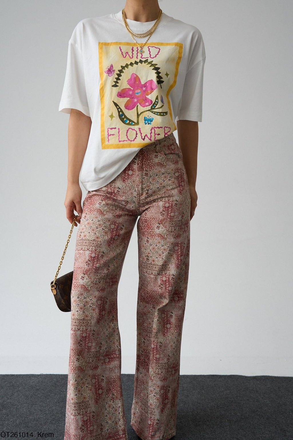 Qura T-shirt Blanc 100% Coton Wild Flower