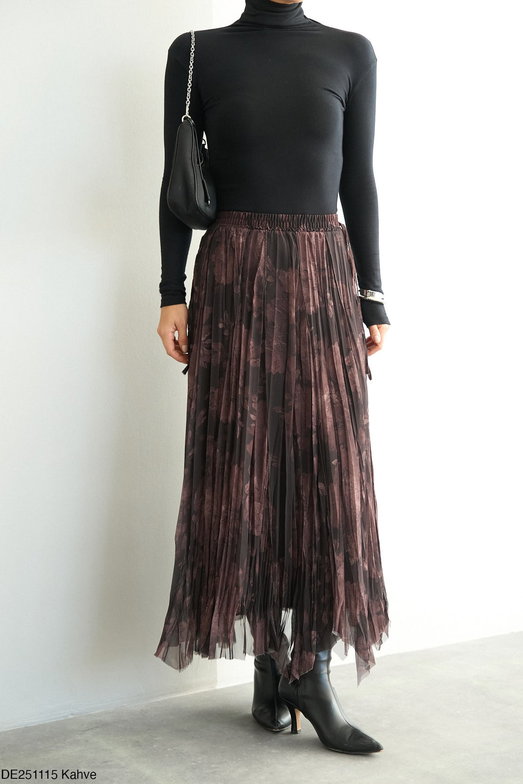Quail Jupe Longue Plissée en Tulle Élastique Taille Haute