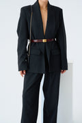 Qiya Blazer Noir Femme - Veste Tailleur Élégante