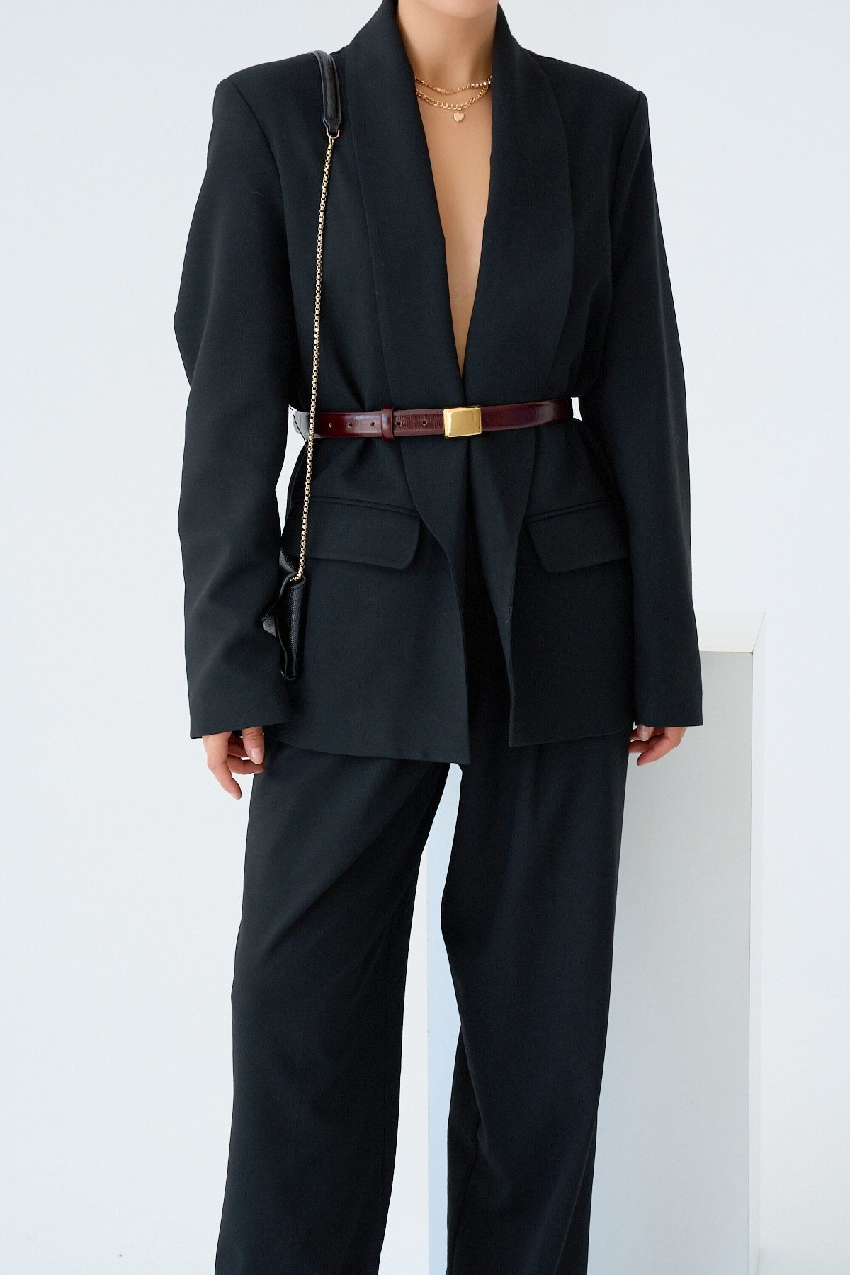 Qiya Blazer Noir Femme - Veste Tailleur Élégante