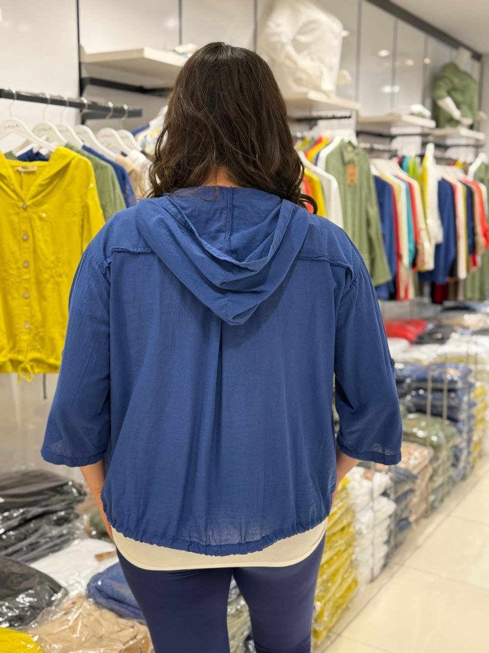 Chemise à Capuche Gaze de Coton Grande Taille – Manches 3/4 | 5 Coloris