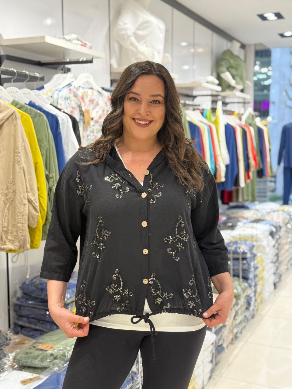 Chemise à Capuche Gaze de Coton Grande Taille – Manches 3/4 | 5 Coloris