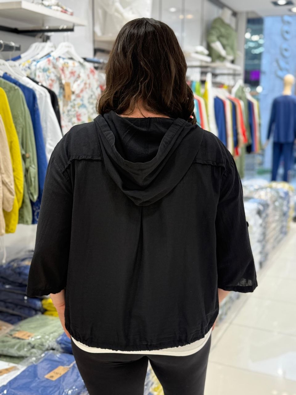 Chemise à Capuche Gaze de Coton Grande Taille – Manches 3/4 | 5 Coloris