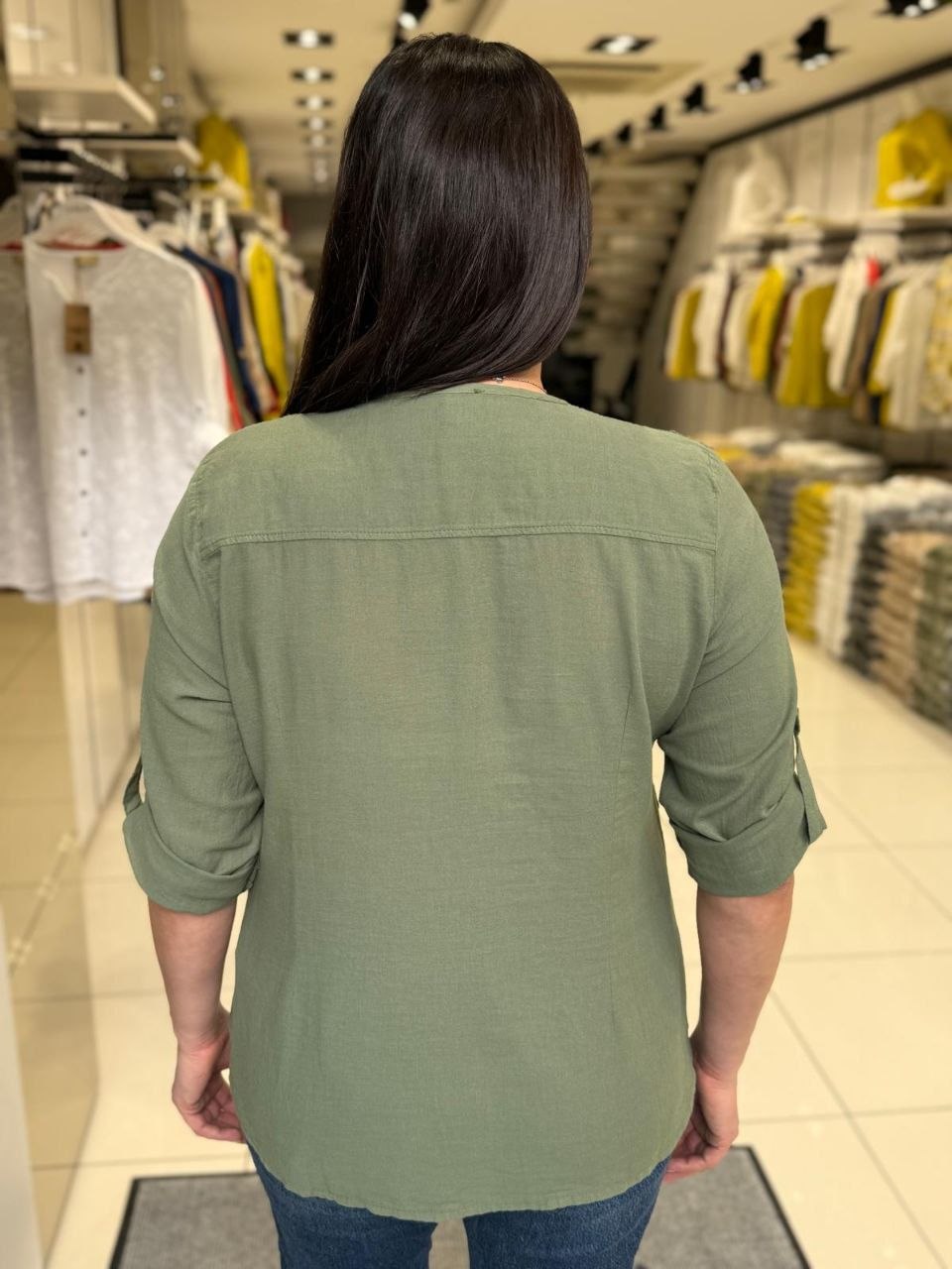 Chemise Gaze de Coton Brodée Paillettes Grande Taille – Manches 3/4 | Coupe Oversize