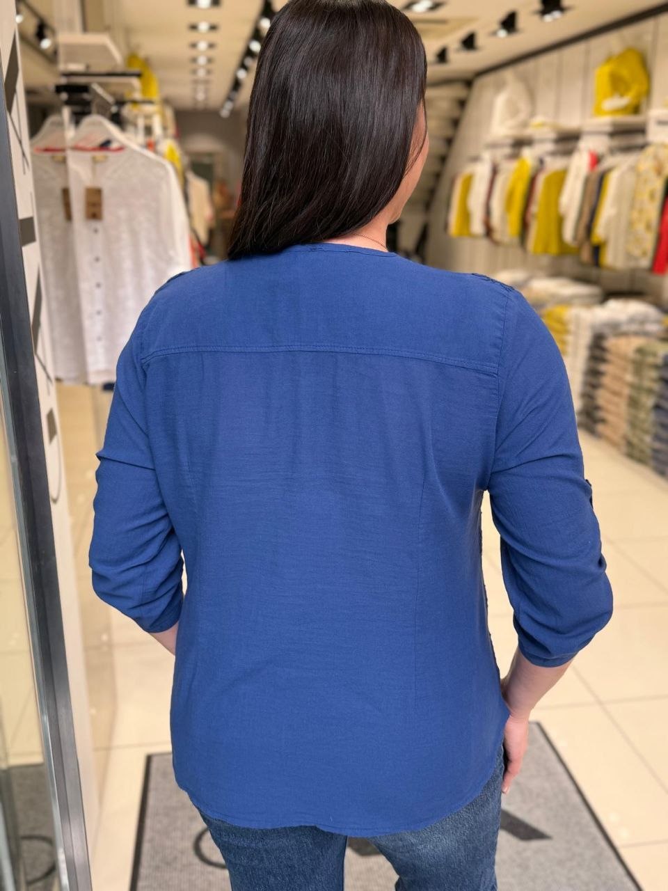 Chemise Gaze de Coton Brodée Paillettes Grande Taille – Manches 3/4 | Coupe Oversize